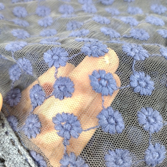 Free People Navy Embroidered Poncho With Crochet Trim - Picture 8 of 8